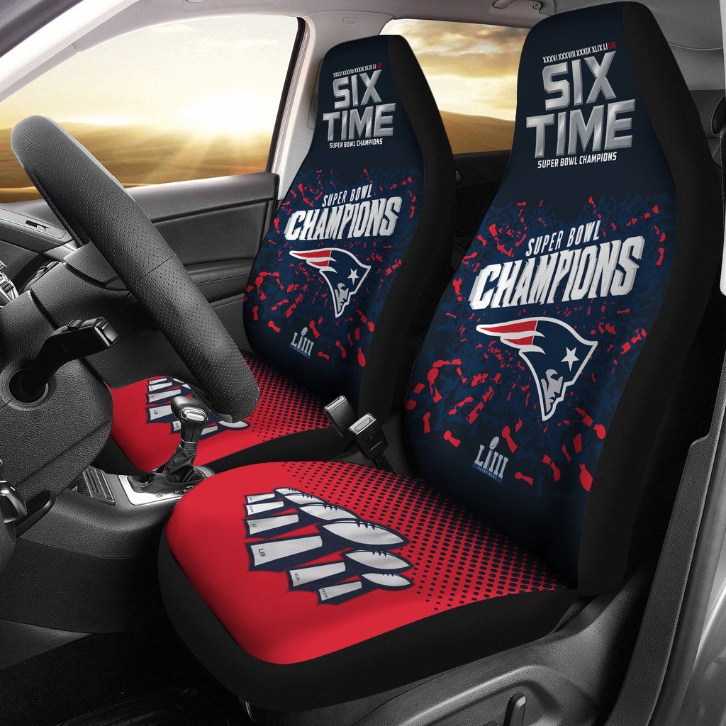 New England Patriots Car Seat Covers SixTime (Set Of 2)