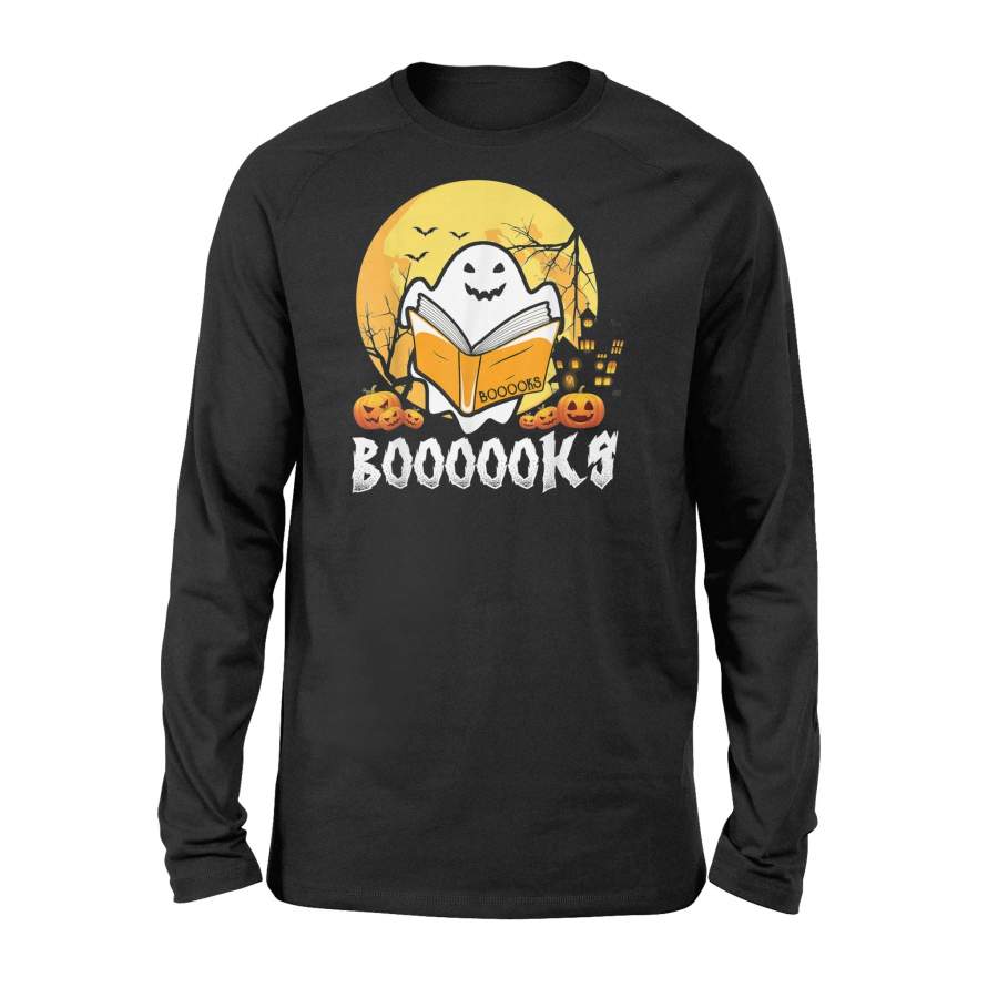 Boooks Halloween Boo Ghost Reading Book Lover Halloween Gift – Premium Long Sleeve