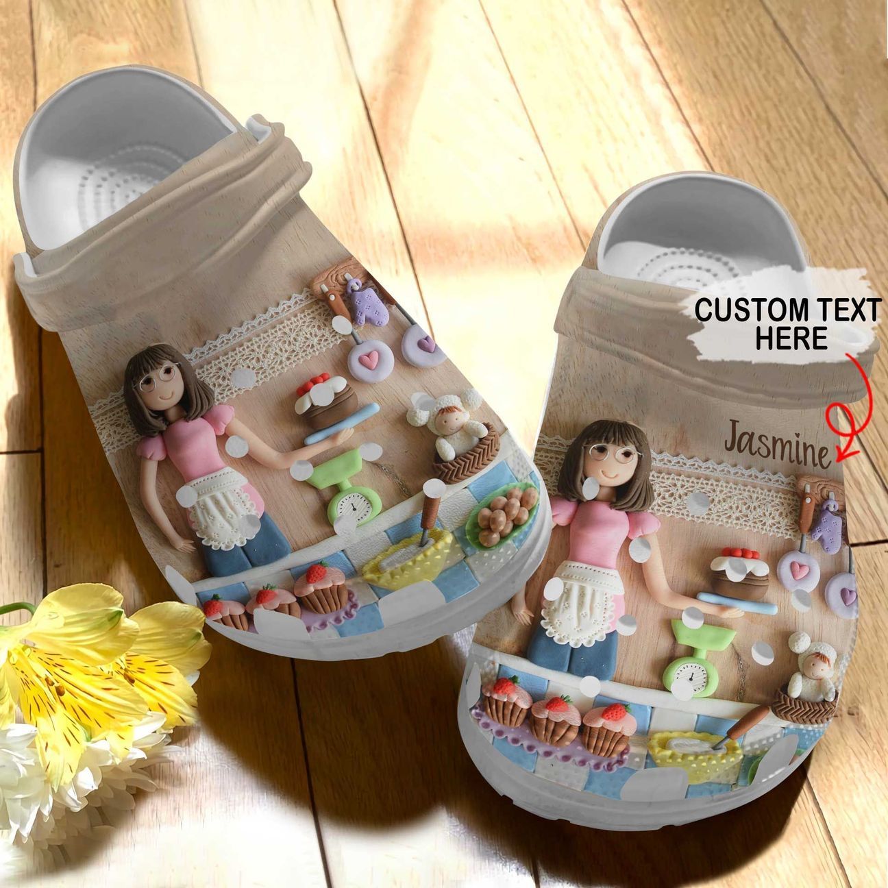 Baking Personalized Clog, Custom Name, Text Baking Girl, Fashion Style For Women, Men, Kid, Print 3D