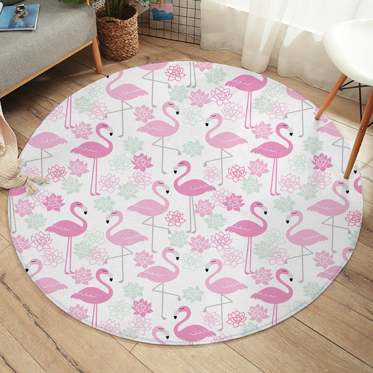 Flamingos & Flowers SW2245 Round Rug