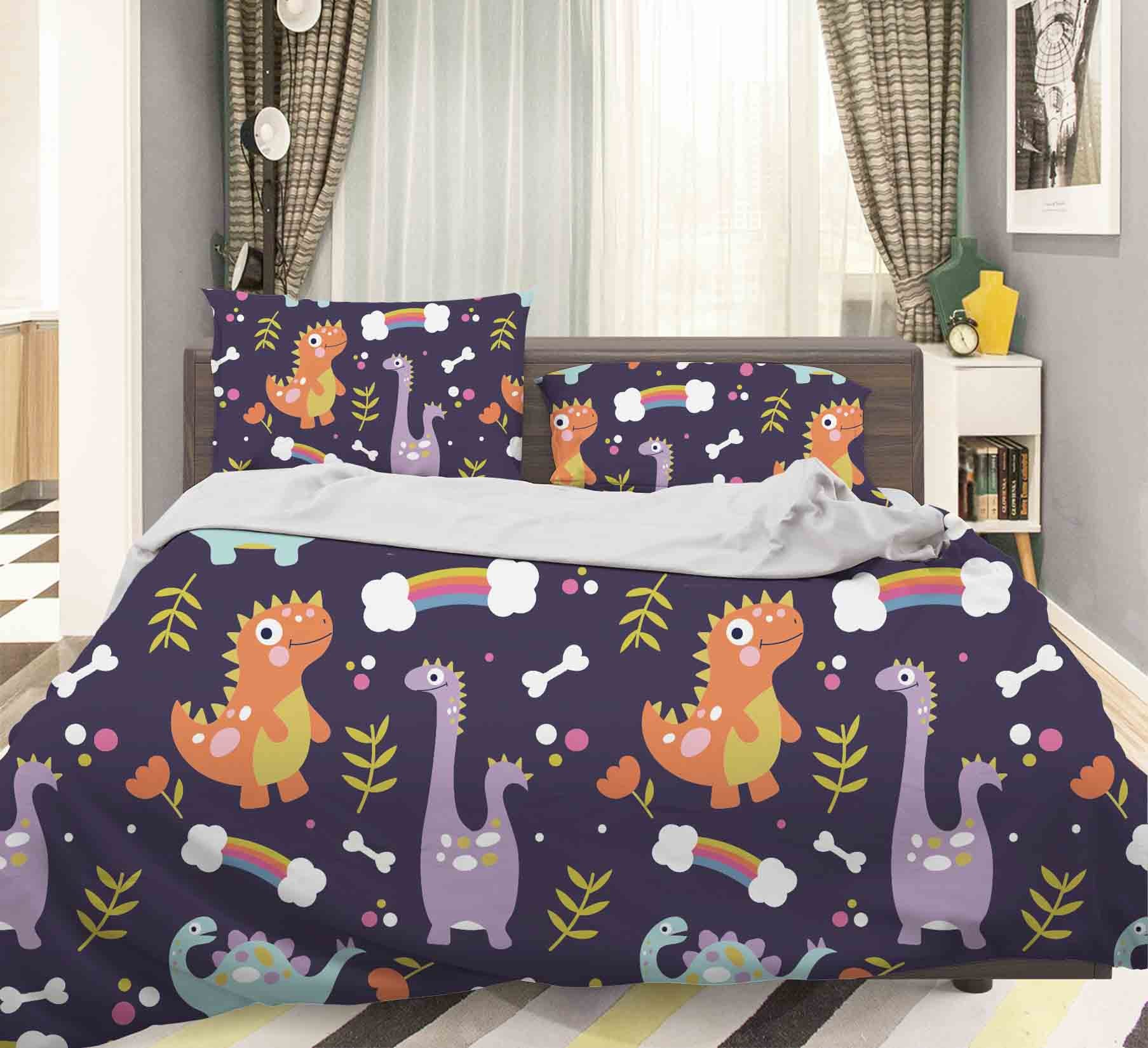 3D Dinosaur Pattern Blue Quilt Cover Set Bedding Set Pillowcases 37