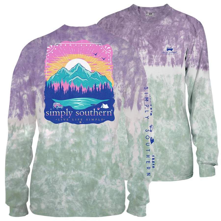 Simply Southern Simple Mountains Tie Dye Long Sleeve T-Shirt