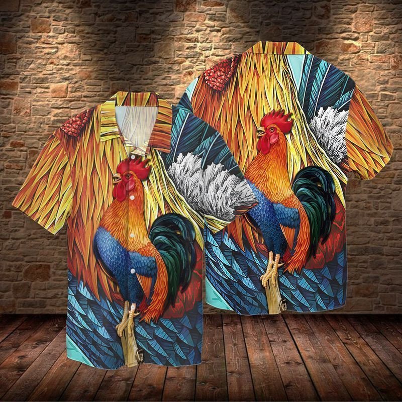 Rooster 5 For Men And Women Graphic Print Short Sleeve Hawaii Casual Shirt Ha60464