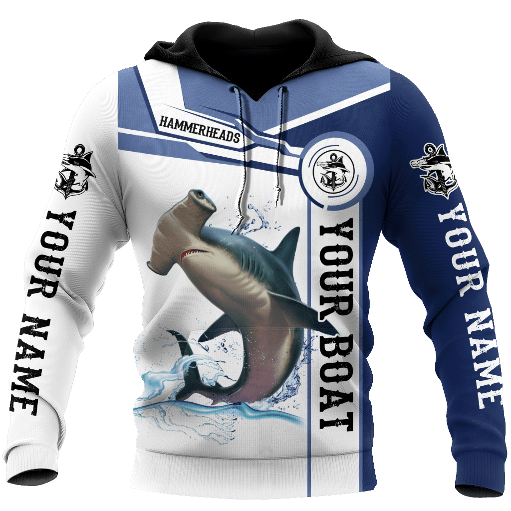 Custom Name Ham Merhead Shark Fishing Team Catch And Release 3D Design Print Hoodie  For Men Women