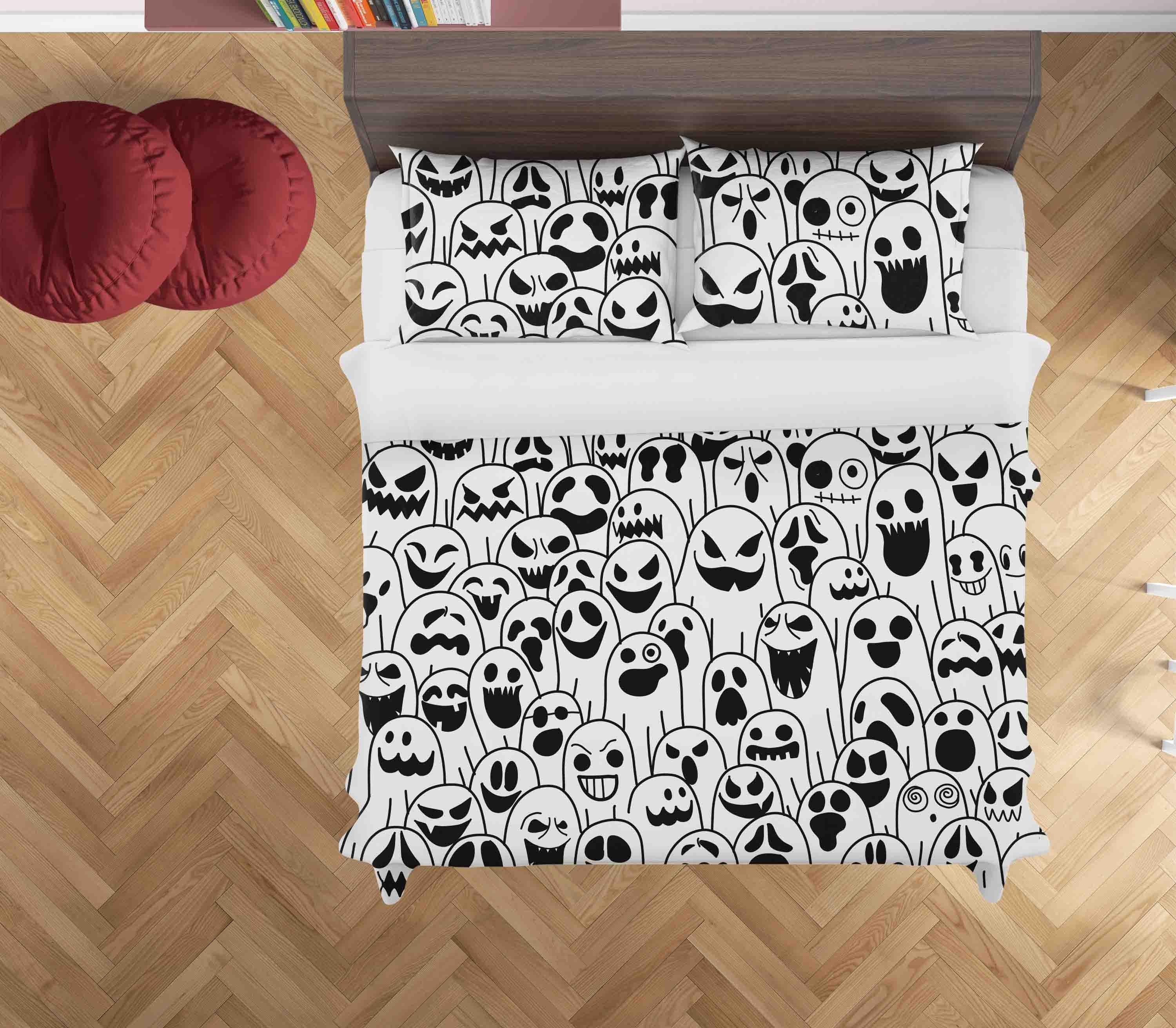 3D Ghost Pattern Halloween Quilt Cover Set Bedding Set Duvet Cover Pillowcases Wj 9174