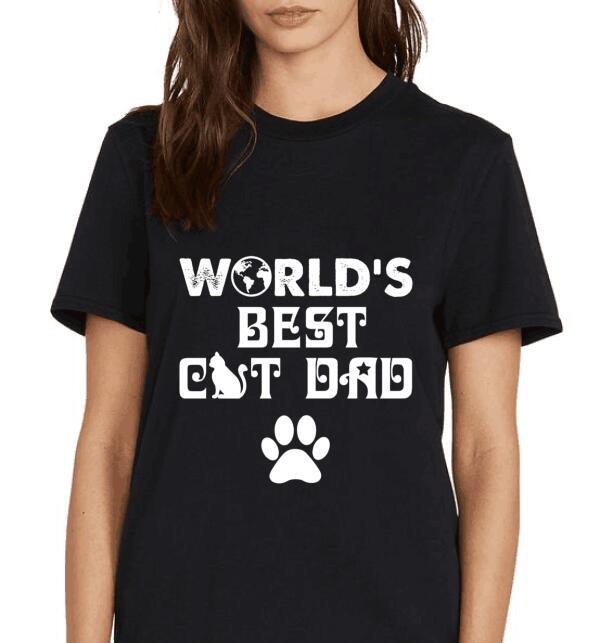 Personalized World‘s Best Cat Dad Art Letter Shirt, Dad tee, Dad shirt, Father’s Day Gift