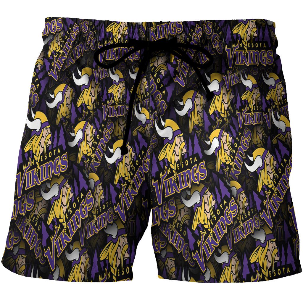 Minnesota Vikings Emblem V8 3D All Over Print Summer Beach Hawaiian Short