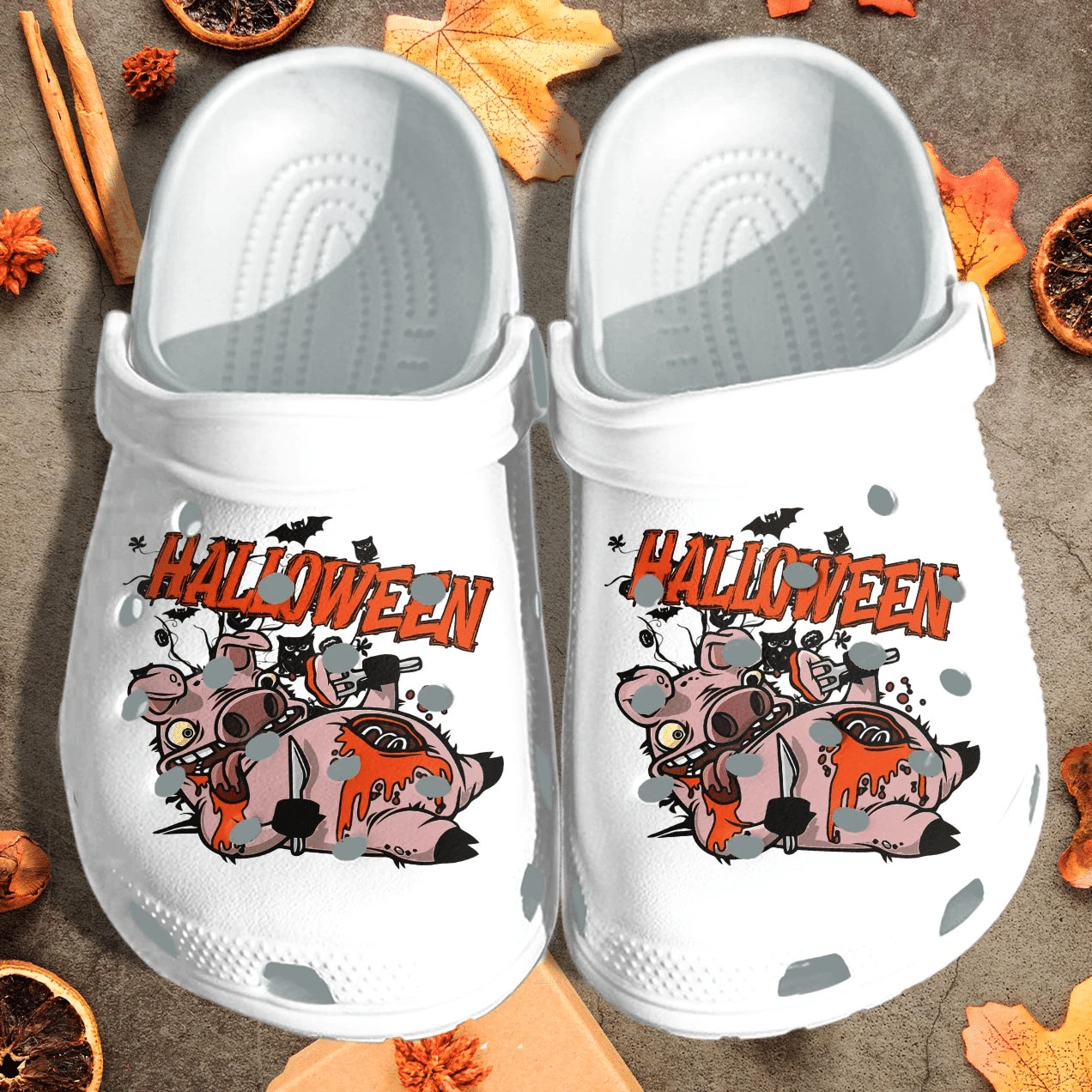 Funny Scary Pig Halloween Shoes Clog – Happy Halloween Crocs Crocband Clog Birthday Gift For Man Women