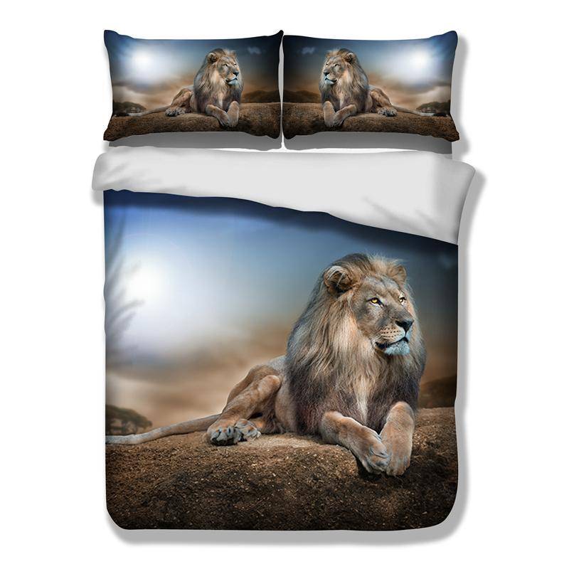 3D lion bedding sets Sun Wild Field Slopes Bedclothes Twin Queen King Size Duvet cover Pillowcases 3/4pcs Bed Set