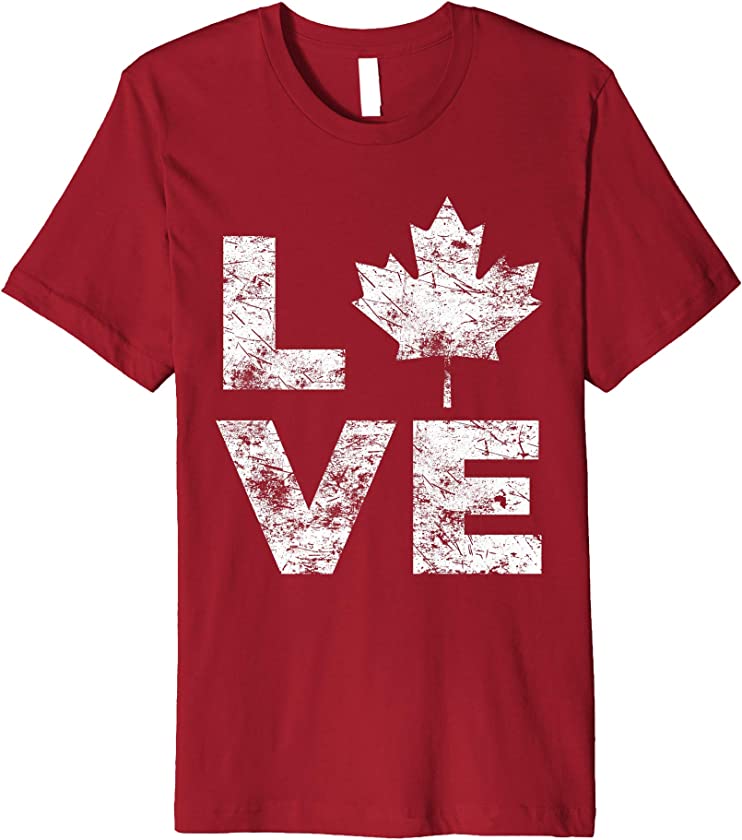 Canada Flag Love Vintage Canada Day Maple Leaf Premium T-Shirt