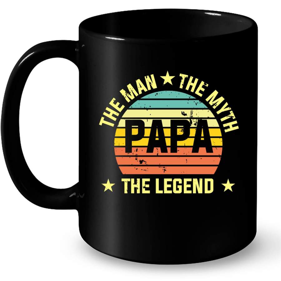 The Man The Myth Papa The Legend, Classic Vintage Retro – Full-Wrap Coffee Black Mug