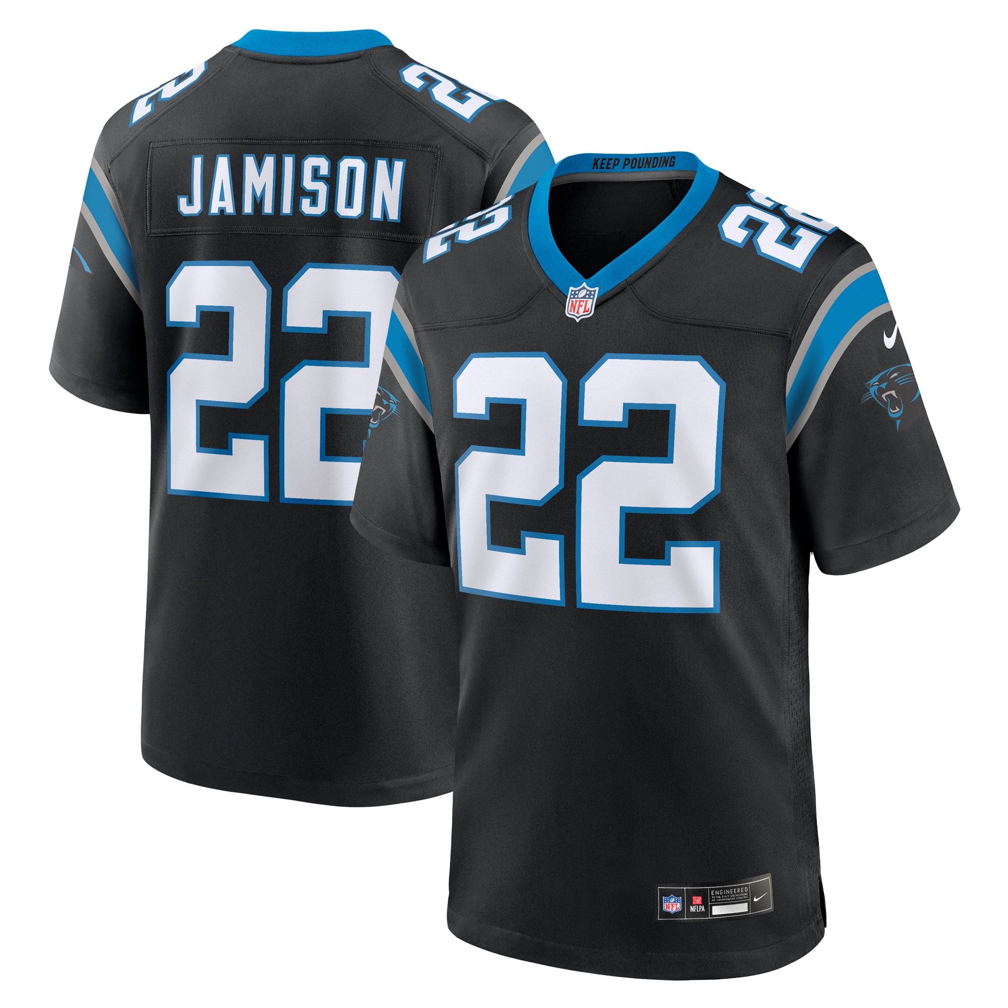 Men’s Carolina Panthers D’Shawn Jamison  Black Team Game Jersey