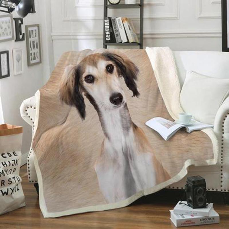 Saluki Dog Portrait Fur Printed Blanket