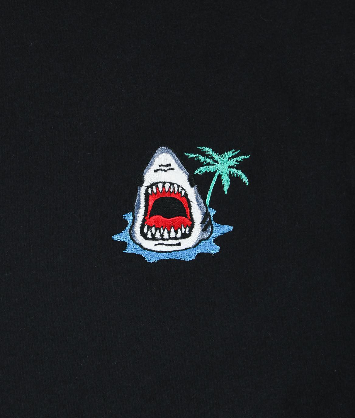 Shark Head Palms Embroidered Womens Tee