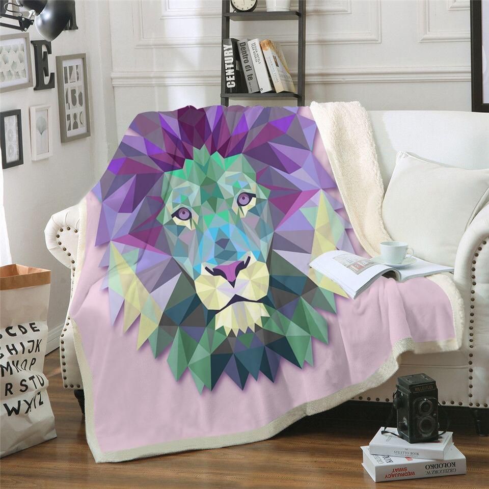 Abstract Lion CLP0512001TT Sherpa Fleece Blanket