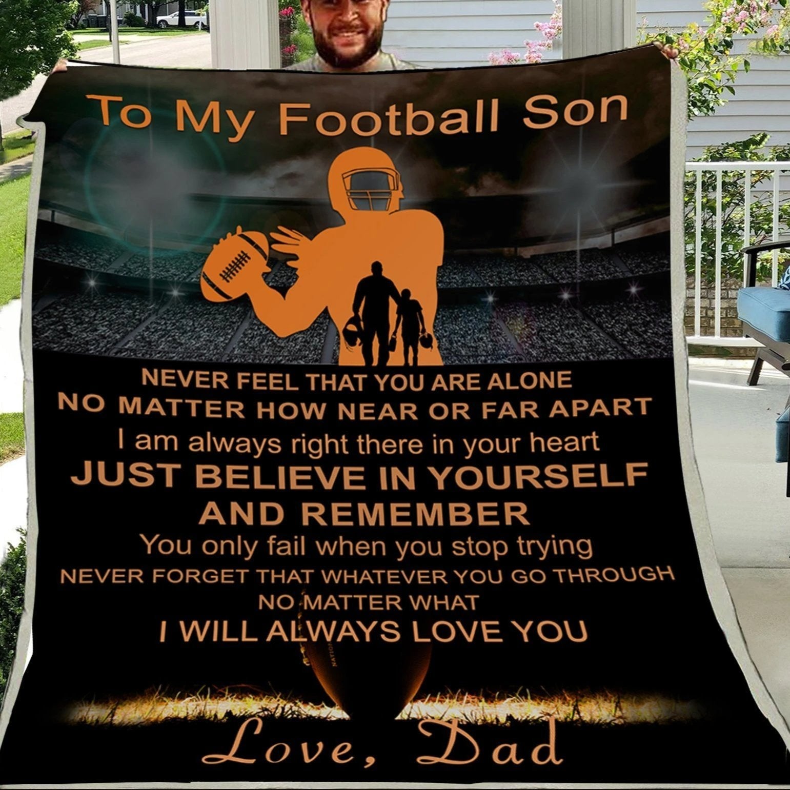 To My Football Son Never Feel That You Are Alone Christmas Blanket