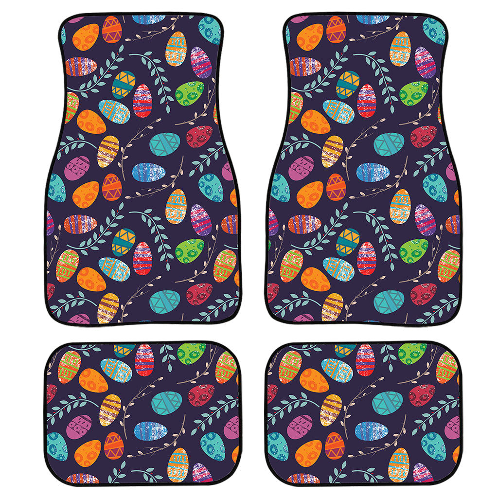 Colorful Easter Eggs Pattern Print Front And Back Car Floor Mats, Front Car Mat