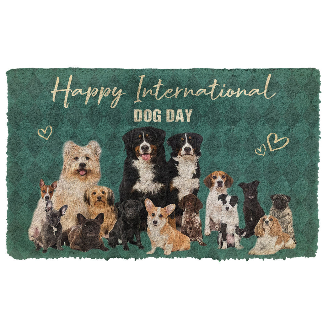 Gearhumans 3D Happy International Dog Day Custom Doormat