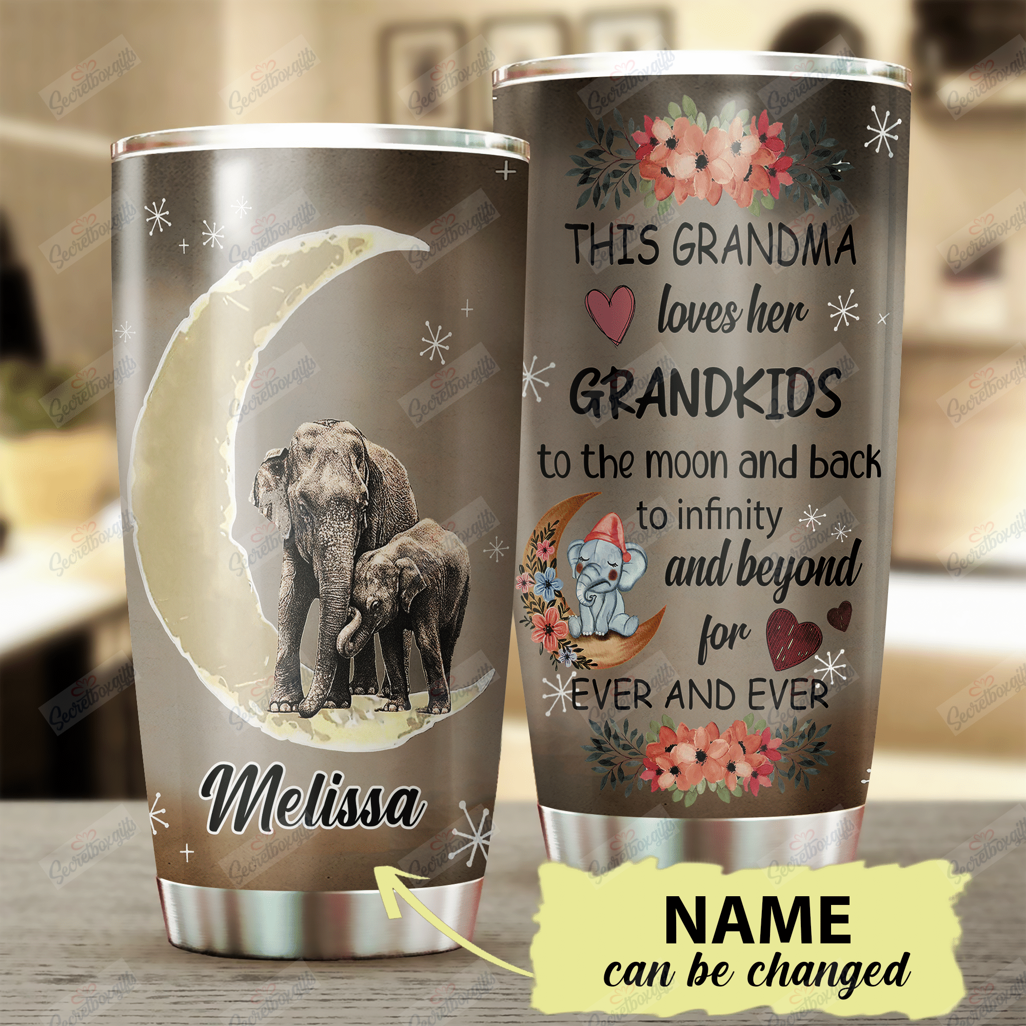 Personalized Elephant This Grandma Loves Her Xa0102026Cl Stainless Steel Tumbler Travel Customize Name, Text, Number, Image