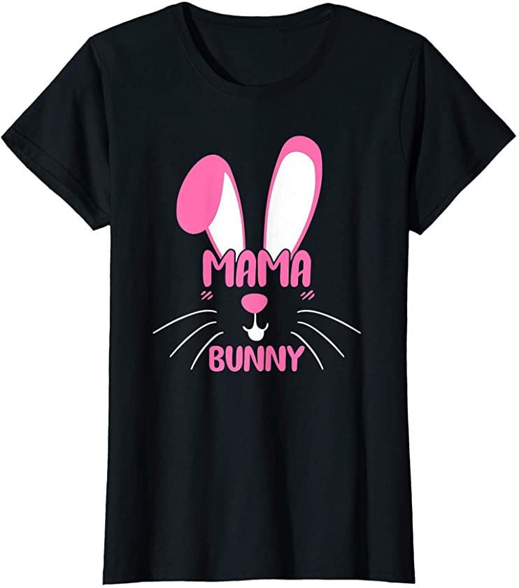 Womens Cute Mama Bunny Easter Pregnant Mom Happy Easter T-Shirt