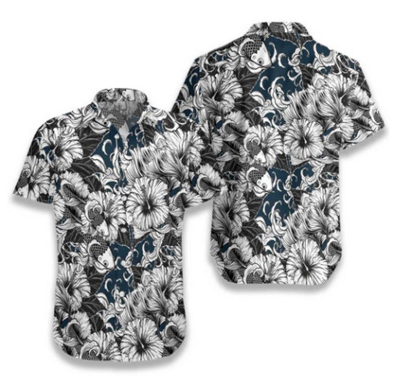 Hibiscus Flower Gray Nice Design Hawaii Shirt Ha73995