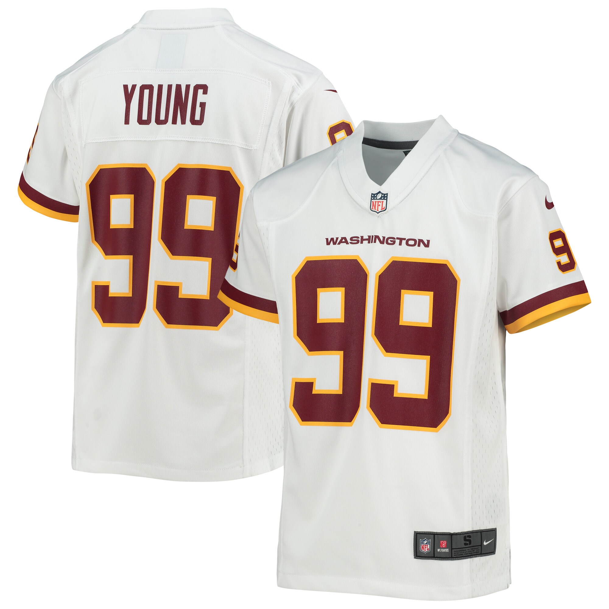 Youth Washington Football Team Chase Young White Game Jersey