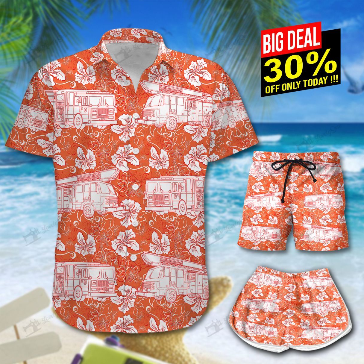 Firefighter Hawaiian Shirt Shorts Ha73075