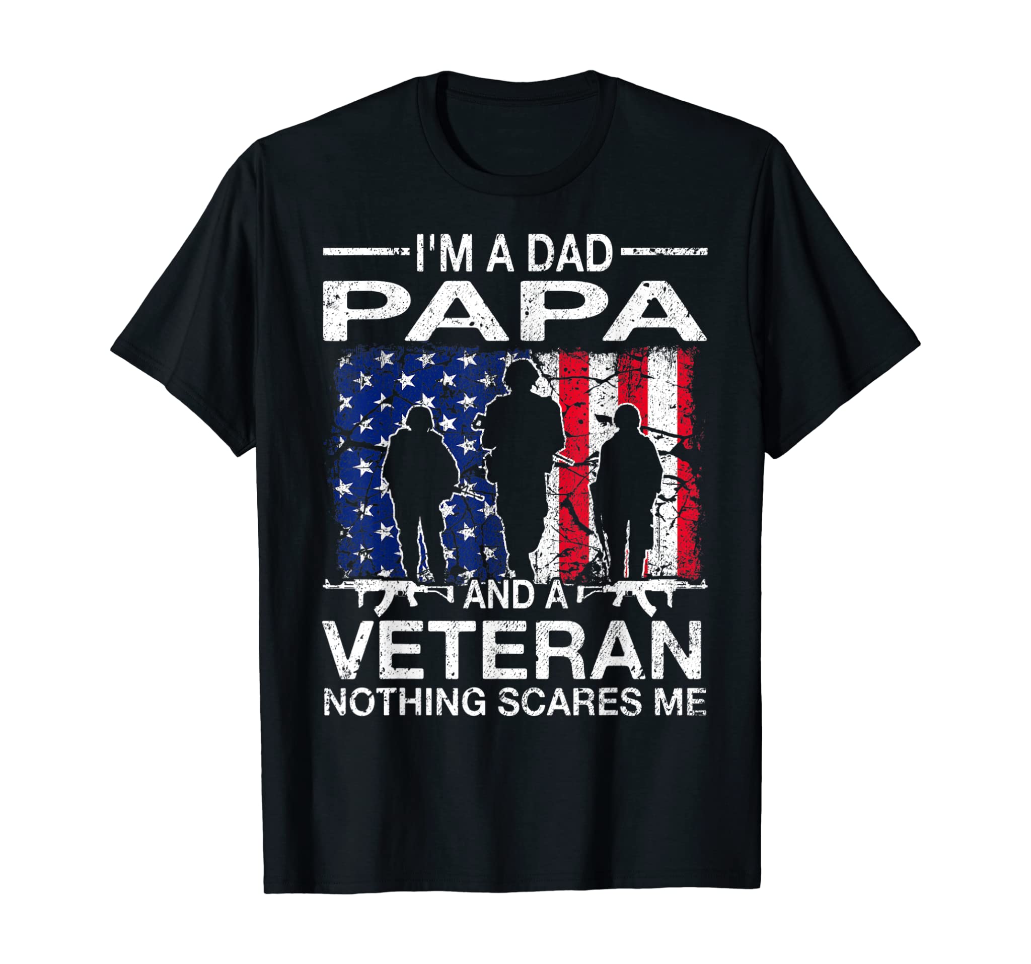 Mens I’m A Dad Papa And A Veteran T-Shirt For Dad Father’s Day T-Shirt