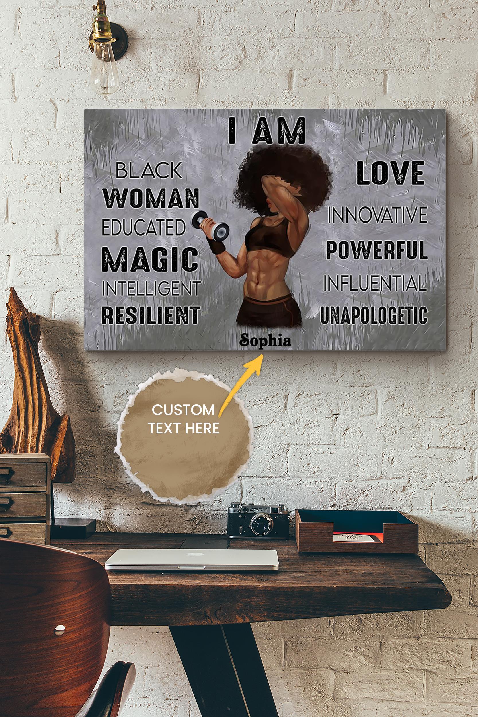 Fitness Quotes Personalized Poster – Women Wall Art – Gift For African Woman Home Decor Gym Decor Wrapped Canvas