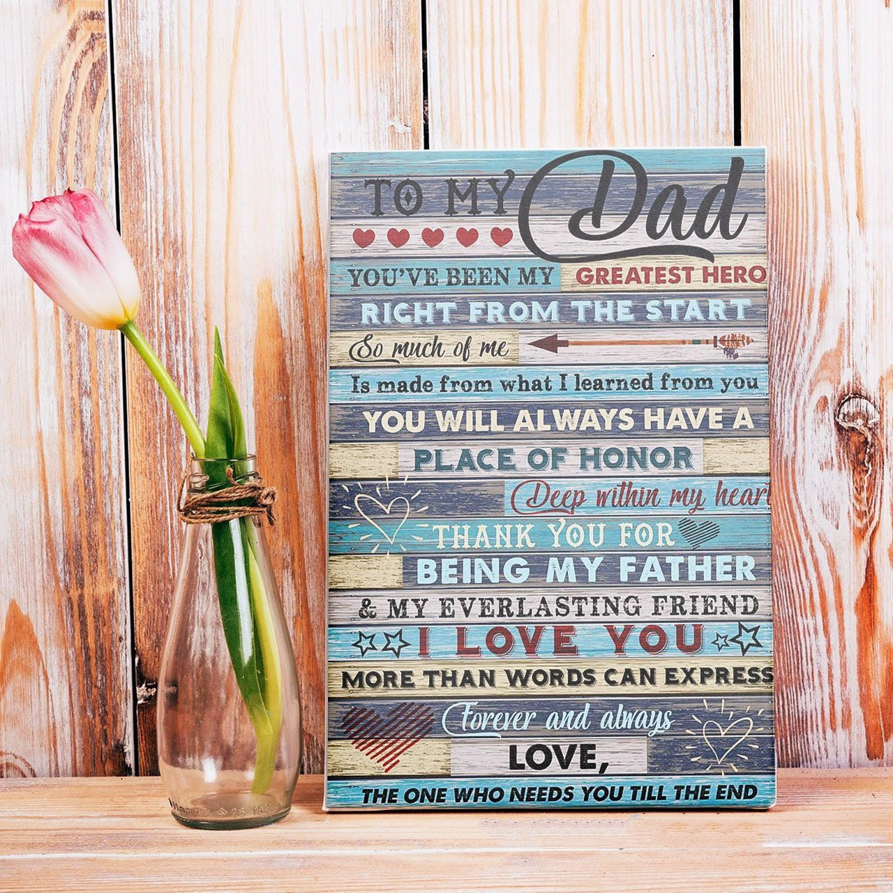 To My Dad You’Ve Been My Greatest Hero Canvas Wall Art Birthday Christmas Housewarming Gift Ready To Hang Home Decor