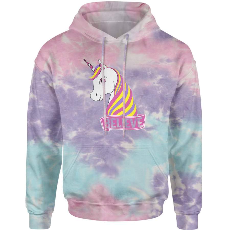 Unicorn Believe Ugly Christmas Tie-Dye Adult Hoodie Sweatshirt