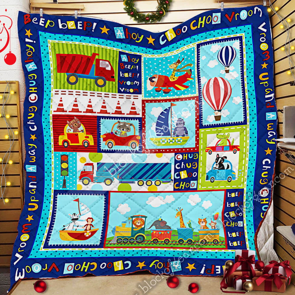 Animal Hot-air Balloon Colorful Truck Train Quilt Blanket