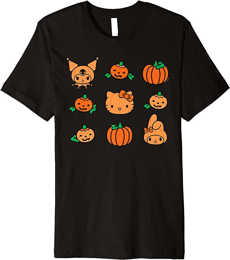 Hello Kitty My Melody Kuromi Pumpkins Halloween Premium T-Shirt