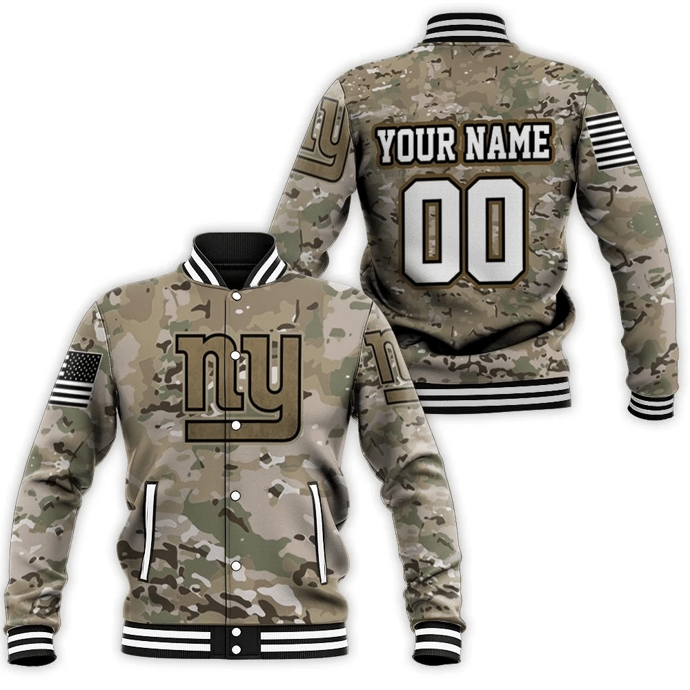 New York Giants Camoflage Pattern 3D Personalized Baseball Jacket For Men Women