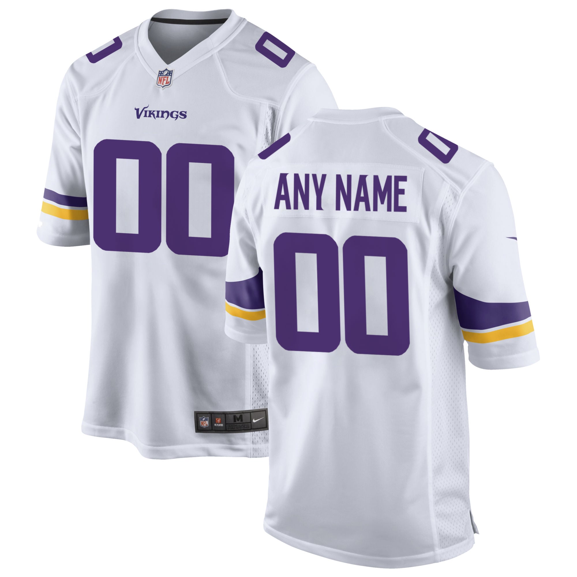 Men’s Minnesota Vikings White Custom Game Jersey