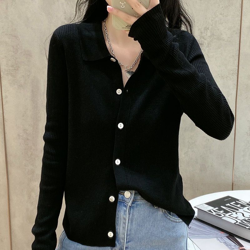 Stylish Lapel Knitted Button Loose Korean Cardigan Sweaters Women’s Clothing 2022 Autumn New Casual Tops All-match Commute Coat alx