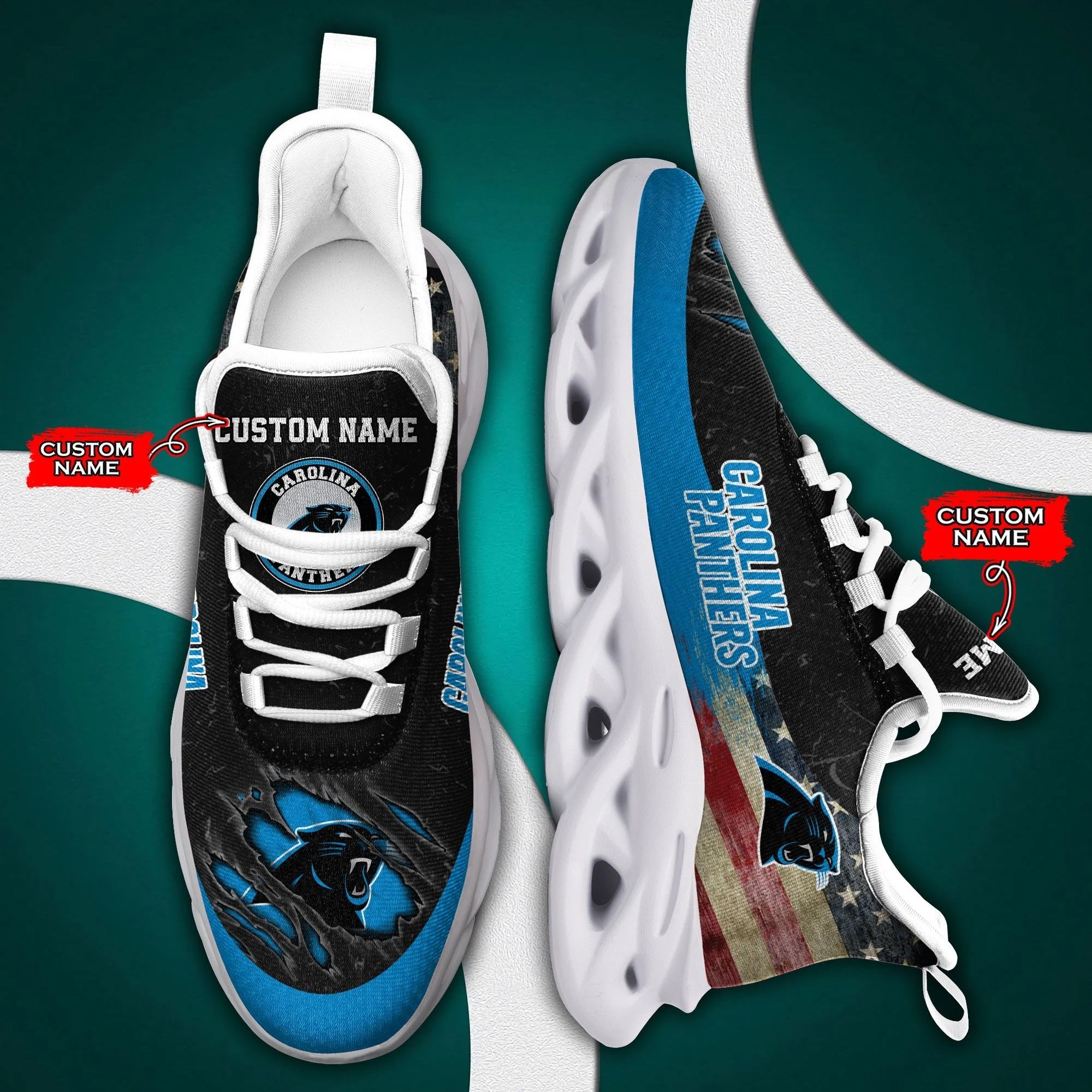 Carolina Panthers American Flag Air Max Running Shoes