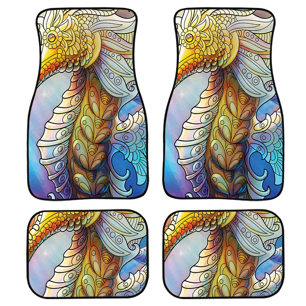 Colorful Seahorse Print Front And Back Car Floor Mats, Front Car Mat