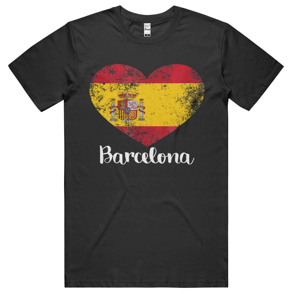 Barcelona Spain Vintage Spanish Flag In Heart t-shirt, hoodie, long sleeve tee