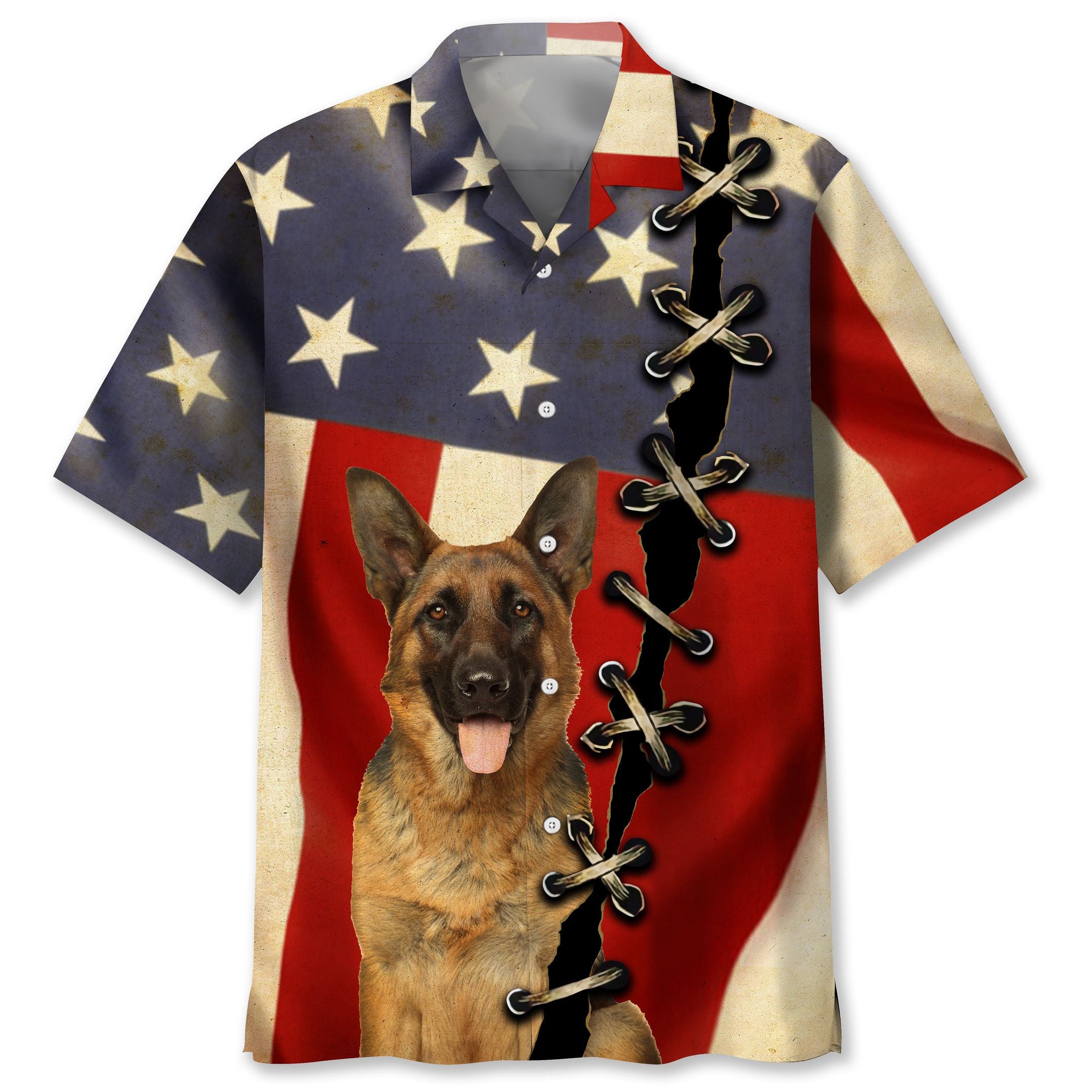 Germansshepherd America Flag Hawaii Shepherd Hawaii Aloha Shirt For Dog Lover Ha48364