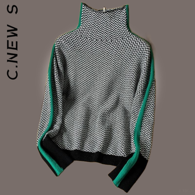 C.New S Knitted Turtleneck New Women Sweater Elegant Top Women Cheap Pullovers Sweaters Women Vintage Girl Knitwear Female alx