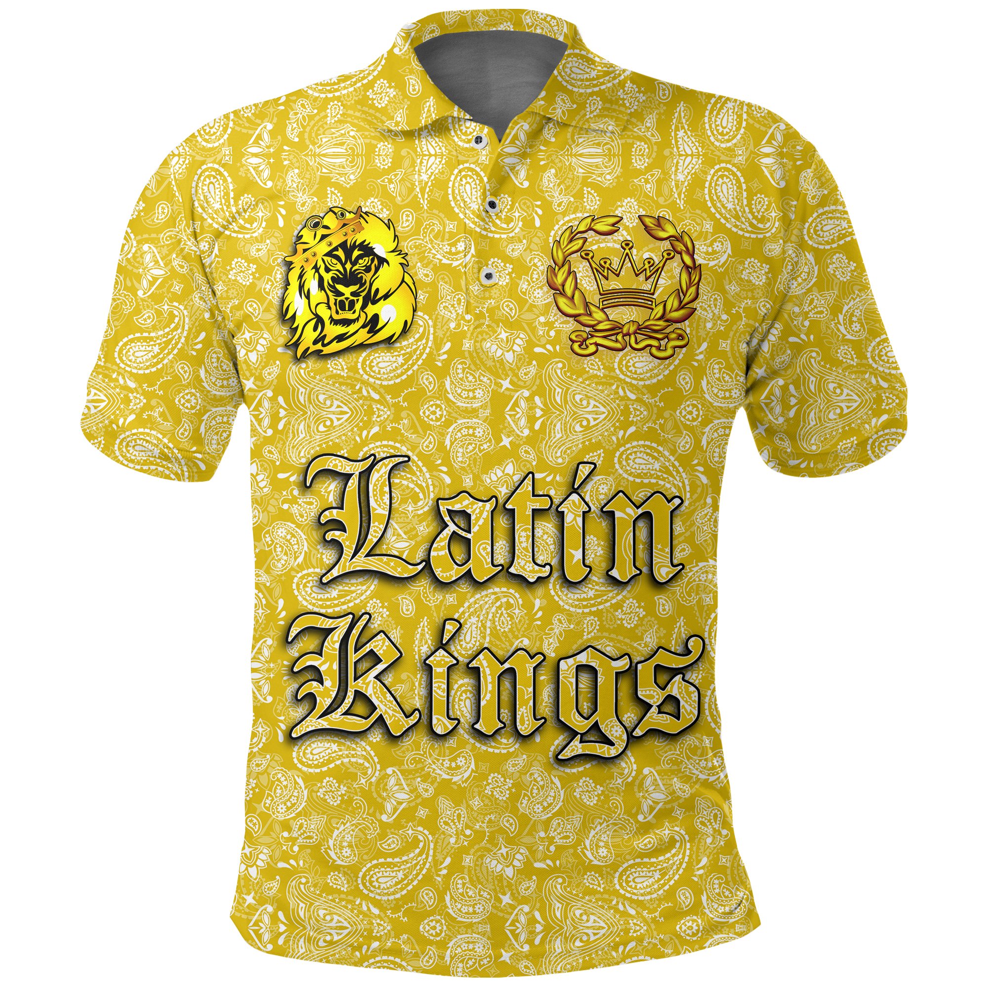 (Custom) Latin Kings Polo Shirt Yellow Bandana A31