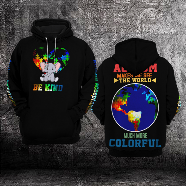 Be Kind Autism Elephant Unisex Hoodie For Men Women Autism Awareness Shirts Clothing Gifts Ht