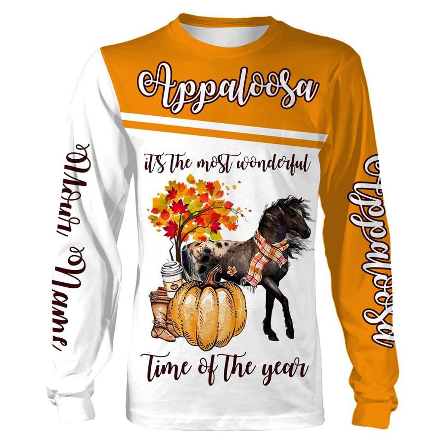 Beautiful Appaloosa horse Autumn Tree Halloween pumpkin Customize name 3D All over print shirts – personalized horse apparel gift for men, women and kid – IPH1739