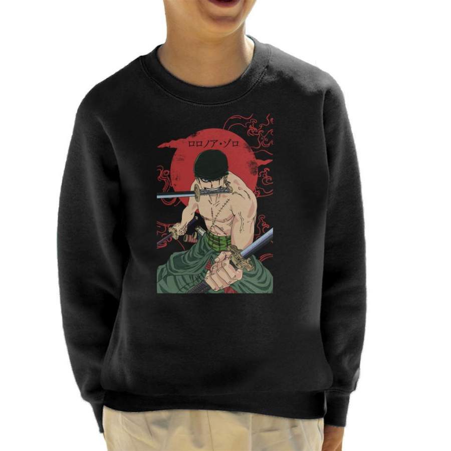 Roronoa Zoro Sun Rise Swords One Piece Kid’s Sweatshirt