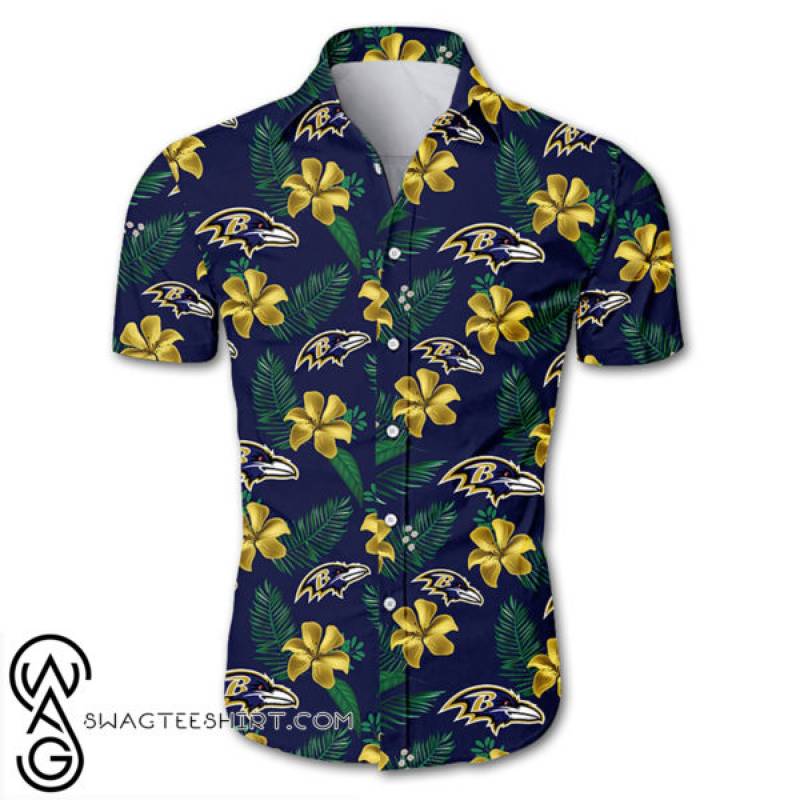 Baltimore ravens tropical flower hawaiian shirt – Maria