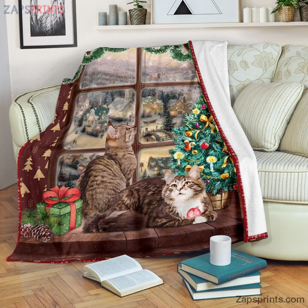 Cat Watching Snow Blanket – Cool Gift Ideas