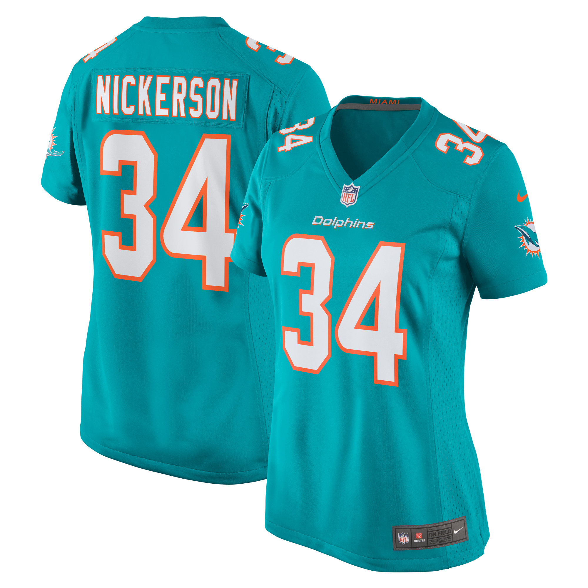 Parry Nickerson Miami Dolphins Women's Team Game Jersey – Aqua