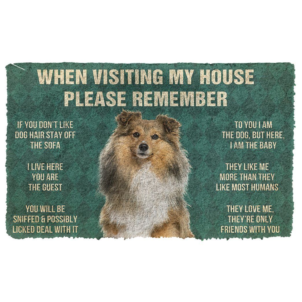 Gearhumans 3D Please Remember Shetland Sheepdog House Rules Custom Doormat