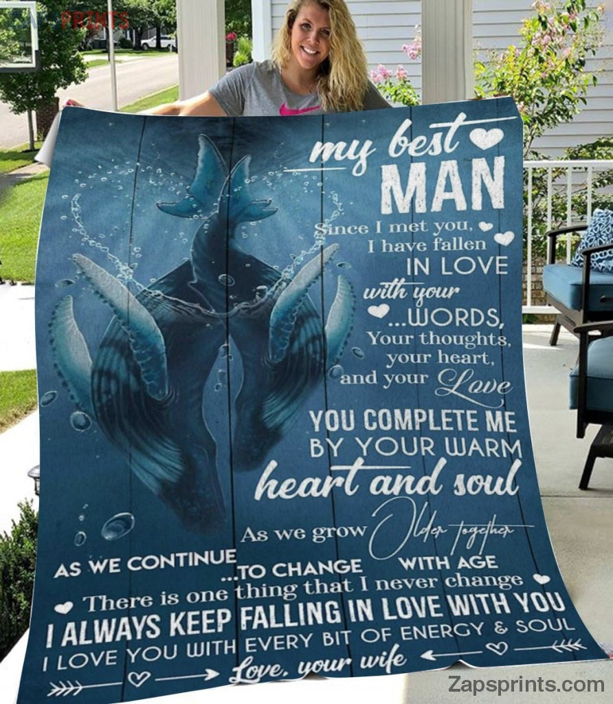 Gift For Husband – To My Husband – Whale – My Best Man – Wife Gift To Husband – Blanket